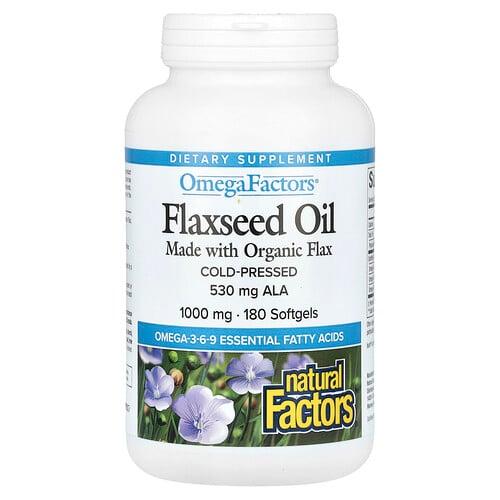 네츄럴 펙터스 Natural Factors, 아마씨 오일, 1,000 mg, 소프트젤 180정 상품 이미지