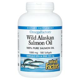 네츄럴 펙터스 Natural Factors, Omega Factors, 자연산 알래스카 연어오일, 1,000mg, 소프트젤 180정