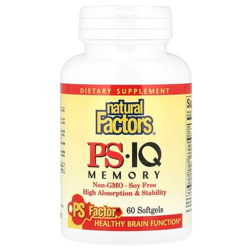 네츄럴 펙터스 Natural Factors, PS - IQ 메모리, 소프트젤 60정 상품 이미지