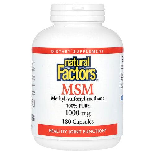 네츄럴 펙터스 Natural Factors, MSM, 메틸설포닐메테인, 1,000mg, 캡슐 180정 상품 이미지
