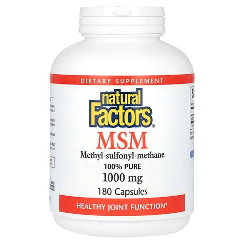 네츄럴 펙터스 Natural Factors, MSM, 메틸설포닐메테인, 1,000mg, 캡슐 180정 상세 이미지
