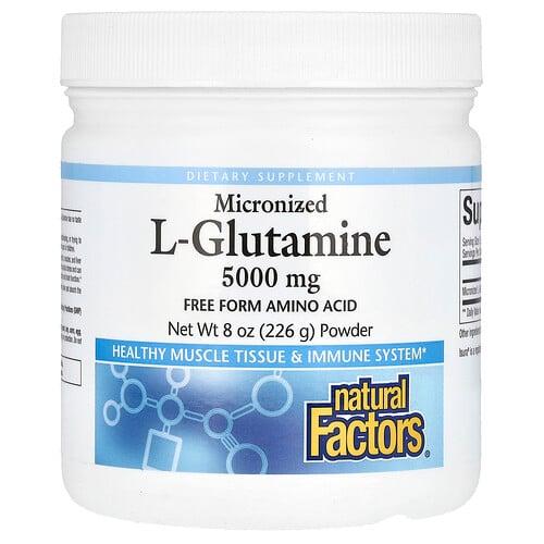 네츄럴 펙터스 Natural Factors, 미분화 L-글루타민 분말, 226g(8oz) 상품 이미지