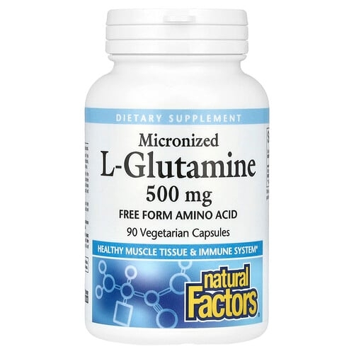 네츄럴 펙터스 Natural Factors, 미분화 l-글루타민, 500mg, 베지 캡슐 90정 상세 이미지
