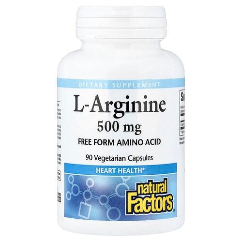네츄럴 펙터스 Natural Factors, L-아르기닌, 500mg, 베지 캡슐 90정 상품 이미지