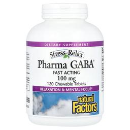 네츄럴 펙터스 Natural Factors, Stress-Relax®, Pharma GABA®, 100mg, 츄어블 120정