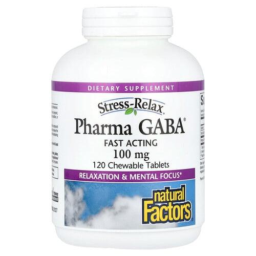 네츄럴 펙터스 Natural Factors, Stress-Relax®, Pharma GABA®, 100mg, 츄어블 120정 상품 이미지