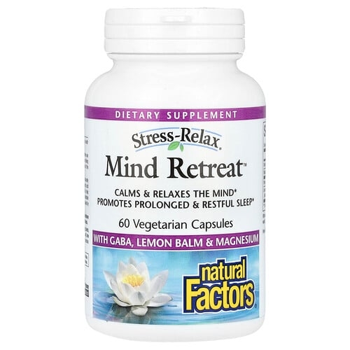 네츄럴 펙터스 Natural Factors, Stress-Relax, Mind Retreat, 베지 캡슐 60정 상세 이미지
