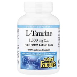 네츄럴 펙터스 Natural Factors, l-타우린, 1,000mg, 베지 캡슐 100정