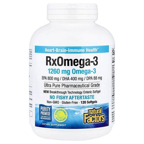 네츄럴 펙터스 Natural Factors, Rx 오메가3, 1,260mg, 소프트젤 120정(소프트젤 1정당 630mg) 상품 이미지