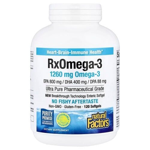 네츄럴 펙터스 Natural Factors, Rx 오메가3, 1,260mg, 소프트젤 120정(소프트젤 1정당 630mg) 상세 이미지