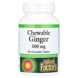 네츄럴 펙터스 Natural Factors, 츄어블 진저, 500mg, 츄어블 90정