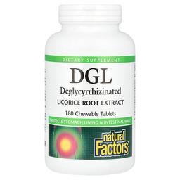 네츄럴 펙터스 Natural Factors, DGL, 뿌리추출물, 츄어블 180정