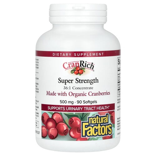 네츄럴 펙터스 Natural Factors, CranRich, 슈퍼 스트렝스, 500mg, 소프트젤 90정 상세 이미지
