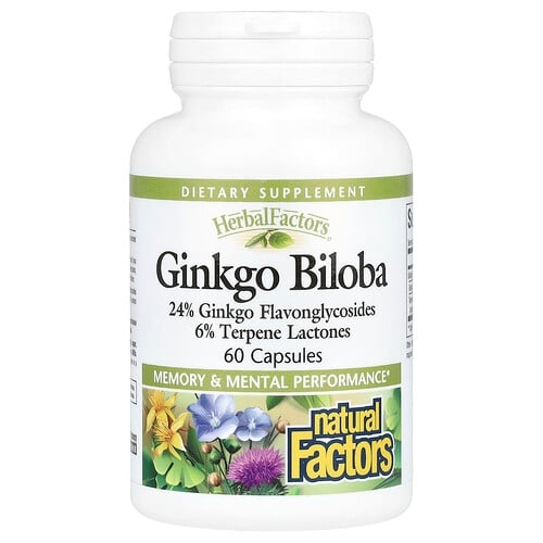 네츄럴 펙터스 Natural Factors, HerbalFactors®, 은행나무, 캡슐 60정 상세 이미지