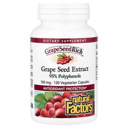 네츄럴 펙터스 Natural Factors, GrapeSeedRich®, 포도씨추출물, 100mg, 베지 캡슐 120정