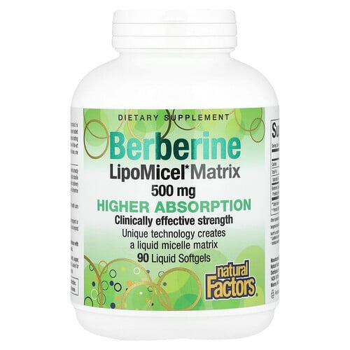 네츄럴 펙터스 Natural Factors, 베르베린, LipoMicel 매트릭스, 500mg, 액상 소프트젤 90정 상세 이미지