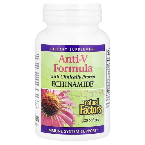 네츄럴 펙터스 Natural Factors, 안티-V 포뮬라, 임상 검증된 Echinamide® 함유, 소프트젤 120정 상세 이미지