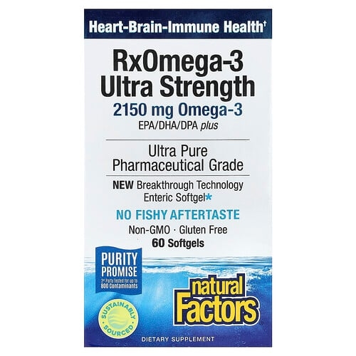 네츄럴 펙터스 Natural Factors, Rx오메가-3, 소프트젤 60정(소프트젤 1정당 1,570mg) 상세 이미지