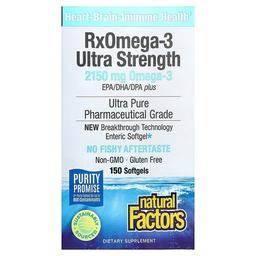 네츄럴 펙터스 Natural Factors, Rx오메가-3 울트라 스트렝스, 소프트젤 150정(소프트젤 1정당 1,075mg)