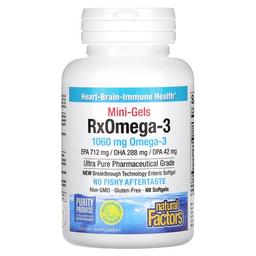 네츄럴 펙터스 Natural Factors, RxOmega-3 미니 젤, 소프트젤 60정(소프트젤 1정당 530mg)