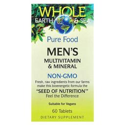네츄럴 펙터스 Natural Factors, Whole Earth & Sea®, 남성용 종합비타민 및 미네랄, 60정