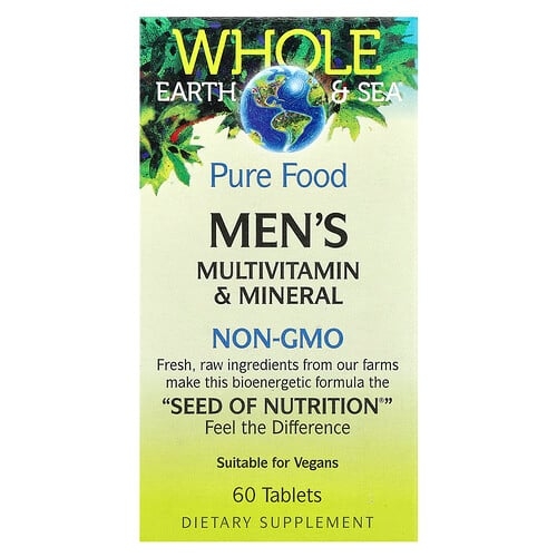 네츄럴 펙터스 Natural Factors, Whole Earth & Sea®, 남성용 종합비타민 및 미네랄, 60정 상세 이미지