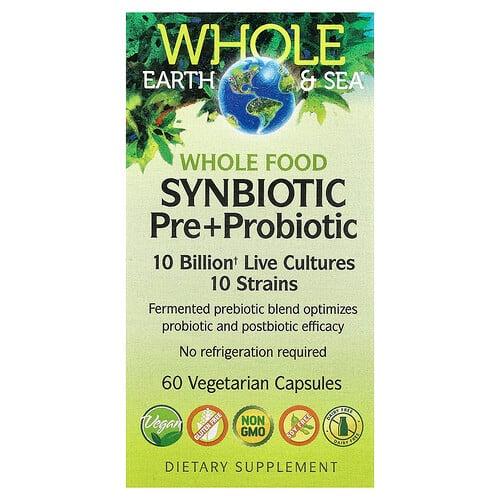 네츄럴 펙터스 Natural Factors, Whole Earth & Sea®, 홀푸드 신바이오틱 프리+프로바이오틱, 베지 캡슐 60정 상품 이미지