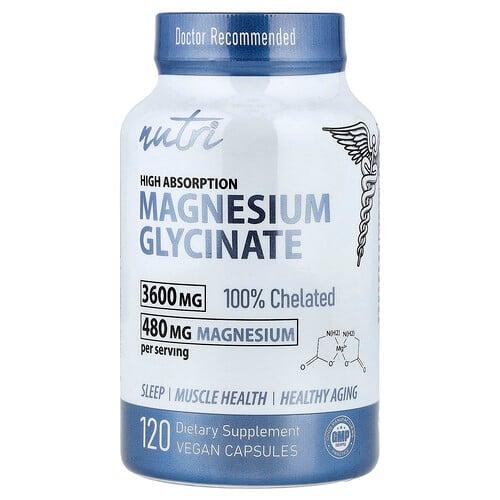 Nutri, 마그네슘 글리신산, 고흡수, 3,600mg, 베지 캡슐 120정 상품 이미지