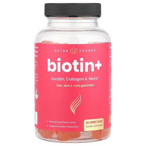 뉴트라챔스 NutraChamps, 비오틴+, 혼합 베리, 구미젤리 60개 상품 이미지