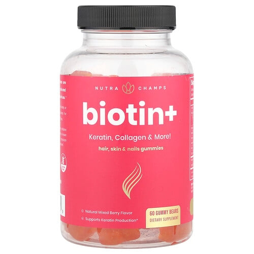 뉴트라챔스 NutraChamps, 비오틴+, 혼합 베리, 구미젤리 60개 상세 이미지