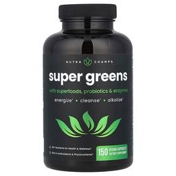 뉴트라챔스 NutraChamps, 슈퍼 푸드, 프로바이오틱 및 효소 함유 슈퍼 그린, 베지 캡슐 150정