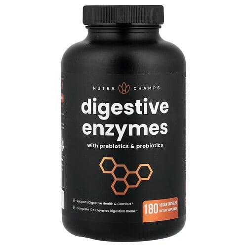 뉴트라챔스 NutraChamps, 프리바이오틱 및 프로바이오틱 함유 소화 효소, 베지 캡슐 180정 상품 이미지