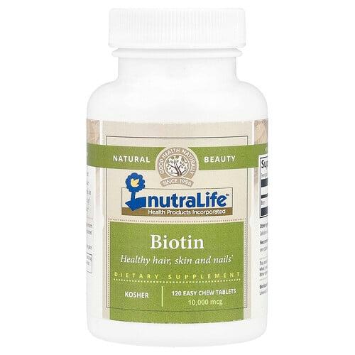 뉴트라라이프 NutraLife, 비오틴, 10,000mcg, 간편한 츄어블 120정 상품 이미지