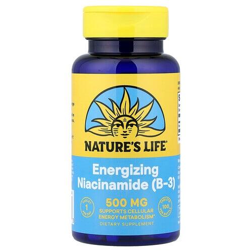 네츄럴 라이프 Nature's Life, 에너자이징 나이아신아마이드(B3), 500mg, 100정 상품 이미지