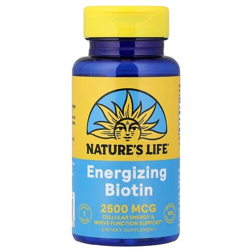 네츄럴 라이프 Nature's Life, 에너자이징 비오틴, 2,500mcg, 베지 캡슐 100정 상세 이미지