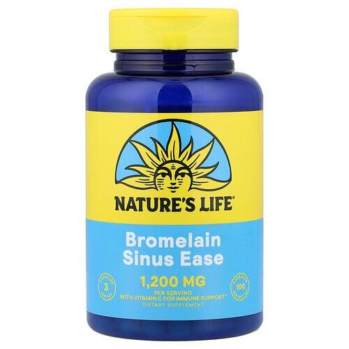 네츄럴 라이프 Nature's Life, Bromelin Sinus Ease, 캡슐 100정 상품 이미지