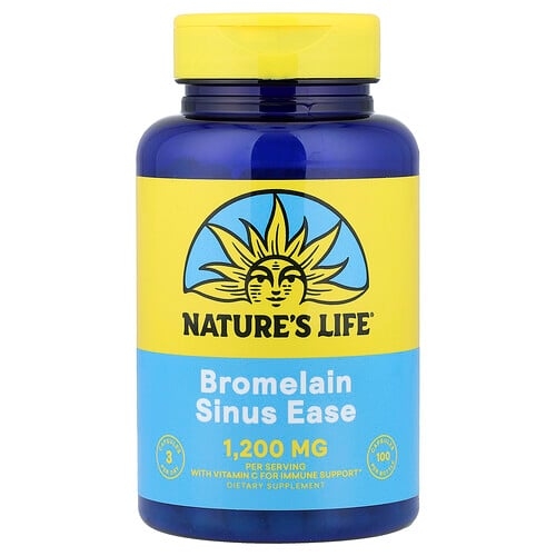 네츄럴 라이프 Nature's Life, Bromelin Sinus Ease, 캡슐 100정 상세 이미지