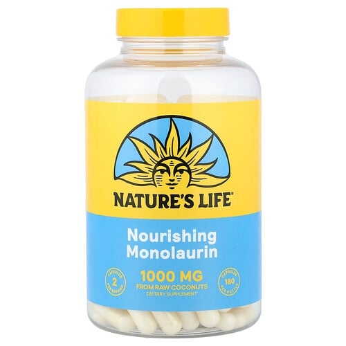 네츄럴 라이프 Nature's Life, 너리싱 모노라우린, 캡슐 180정(캡슐 1정당 500mg) 상세 이미지