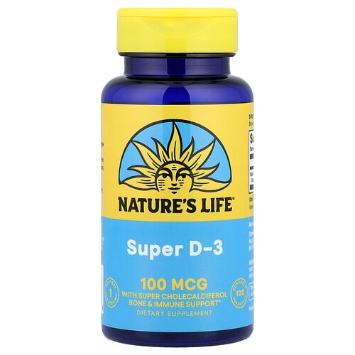 네츄럴 라이프 Nature's Life, 슈퍼 D-3, 100mcg, 소프트젤 100정 상세 이미지