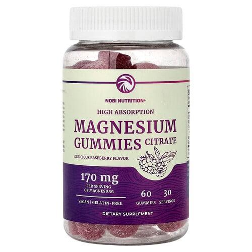 Nobi Nutrition, 마그네슘시트레이트 구미젤리, 고흡수, 라즈베리, 구미젤리 60개(구미젤리 1개당 85mg) 상품 이미지