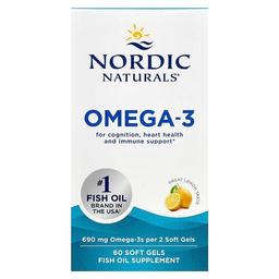 노르딕 네츄럴 프로페셔날 Nordic Naturals, 오메가3, 레몬, 690mg, 소프트젤 60정(소프트젤 1정당 345mg)