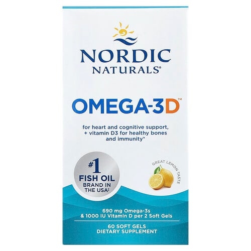 노르딕 네츄럴 프로페셔날 Nordic Naturals, Omega-3D™, 레몬 맛, 소프트젤 60정 상세 이미지
