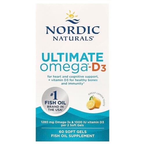 노르딕 네츄럴 프로페셔날 Nordic Naturals, Ultimate Omega-D3, 레몬 맛, 소프트젤 60정 상세 이미지