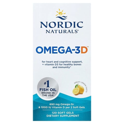 노르딕 네츄럴 프로페셔날 Nordic Naturals, Omega-3D™, 그레이트 레몬, 소프트젤 120정 상세 이미지