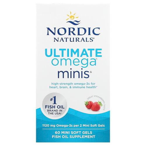노르딕 네츄럴 프로페셔날 Nordic Naturals, Ultimate Omega® 미니, 딸기 맛, 미니 소프트젤 60정(소프트젤 1정당 560mg) 상품 이미지