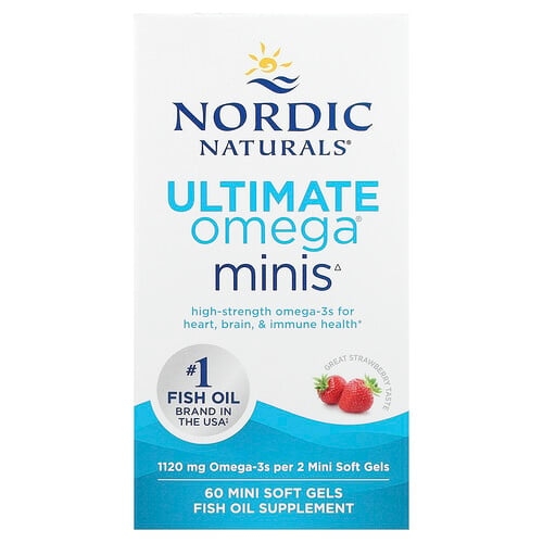 노르딕 네츄럴 프로페셔날 Nordic Naturals, Ultimate Omega® 미니, 딸기 맛, 미니 소프트젤 60정(소프트젤 1정당 560mg) 상세 이미지