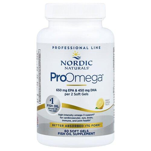 노르딕 네츄럴 프로페셔날 Nordic Naturals, ProOmega®, 레몬 맛, 소프트젤 60정(소프트젤 1정당 640mg) 상품 이미지
