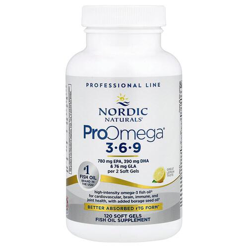 노르딕 네츄럴 프로페셔날 Nordic Naturals, ProOmega 3-6-9, 레몬 맛, 소프트젤 120정 상품 이미지