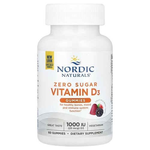 노르딕 네츄럴 프로페셔날 Nordic Naturals, 무설탕 비타민D3 구미젤리, 그레이트 와일드 베리, 25mcg(1,000IU), 구미젤리 60개 상세 이미지
