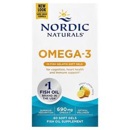 노르딕 네츄럴 프로페셔날 Nordic Naturals, 오메가3, 레몬, 소프트젤 60정(소프트젤당 345mg)